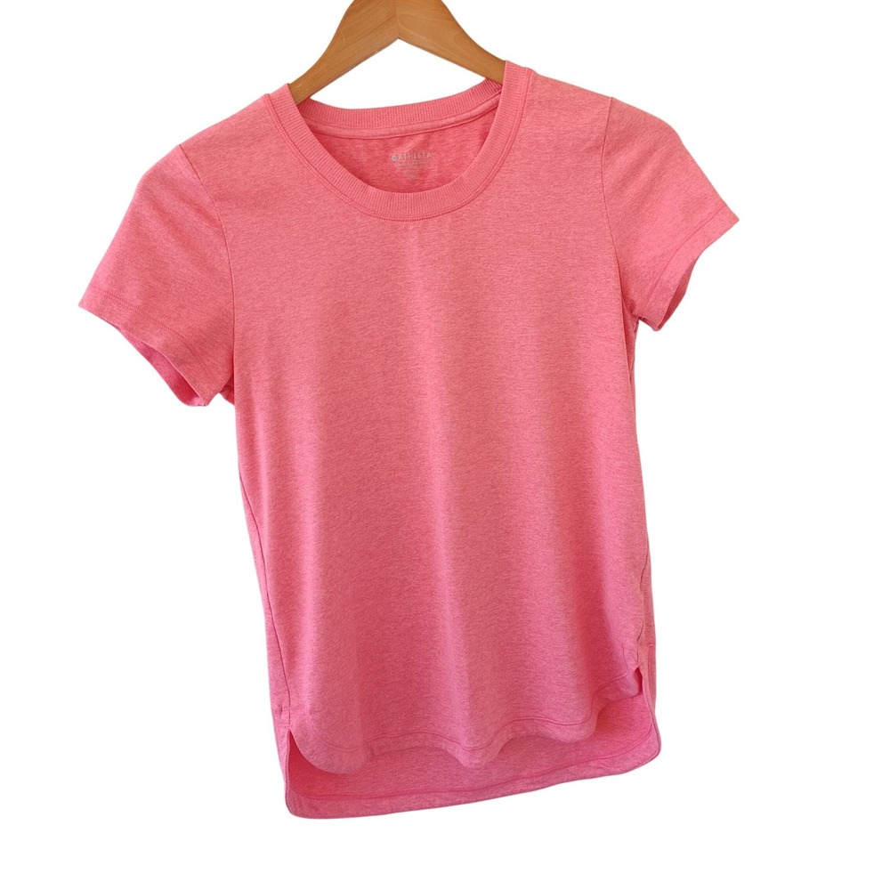 Athleta Womens XS Coral Heather Short Sleeve Crew Neck Performance Workout Tee